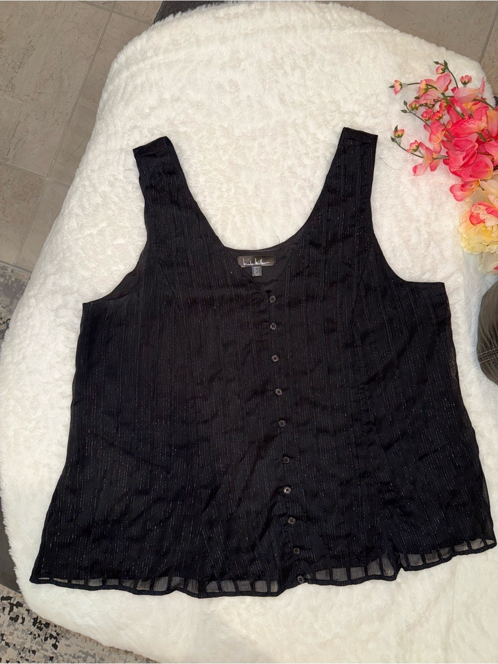 3 x 20$ Nicole Miller Black Button-Front Sleeveless Camisole Size L